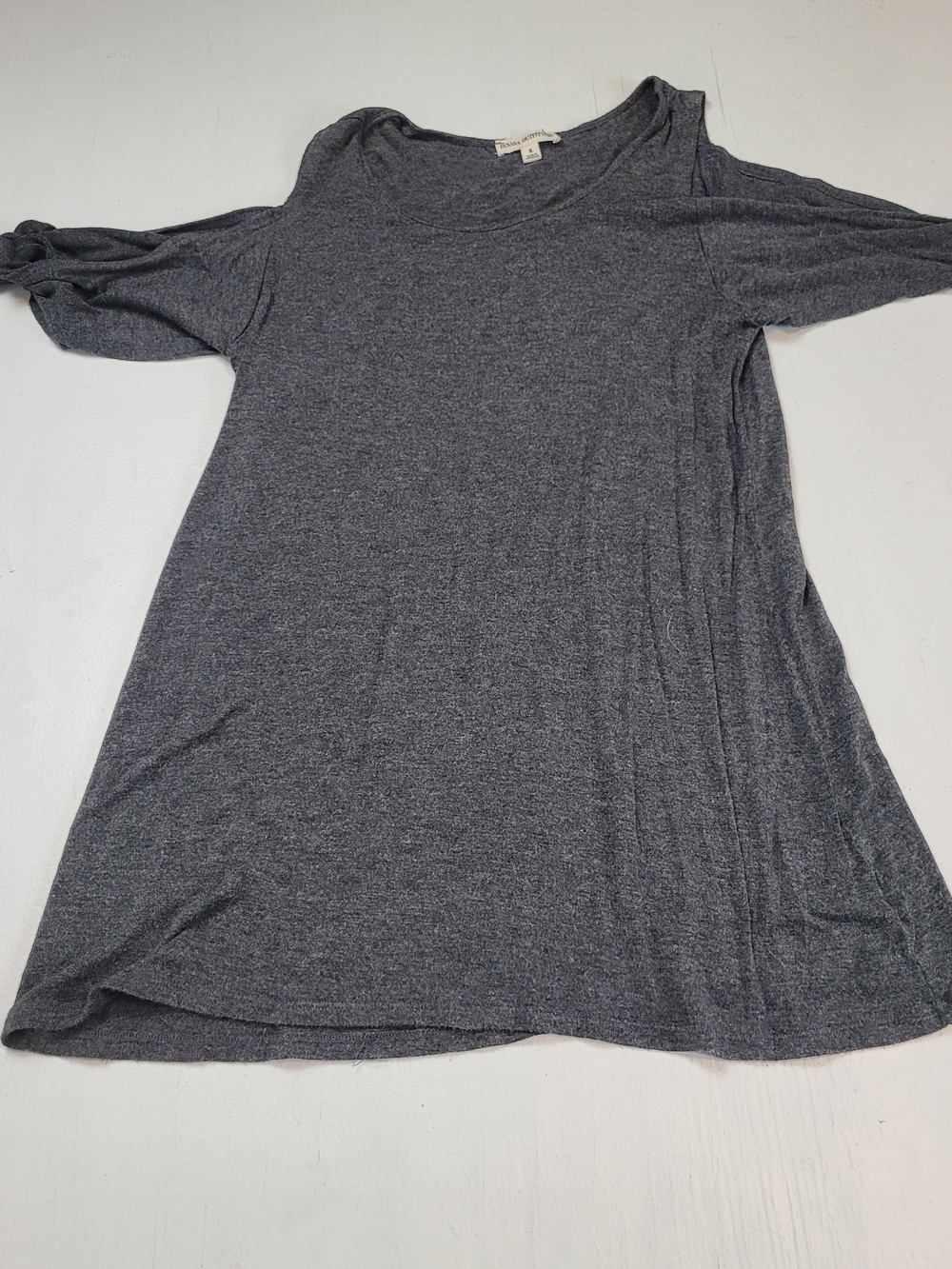 Zenana Outfitters Gray Knit Cold-Shoulder Dress